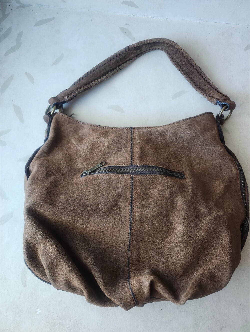 Patricia Nash Brown Suede Stud-Trim Hobo Shoulder Bag - Picture 2 of 6